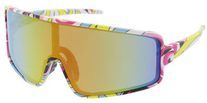 80378ME Men's Plastic Sport Large Shield Multi-Colored Printed Frame