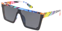 80415 Unisex Plastic Large Flat Top Rimless Shield Multi-Colored Printed Frame