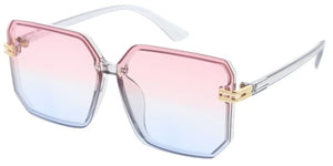 80439 Women's Large Plastic Rimless Square Frame w/ Metal Accent