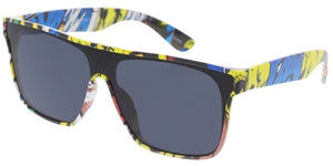 80454  Unisex Plastic Medium Rectangular Shield Multi-Colored Printed Frame