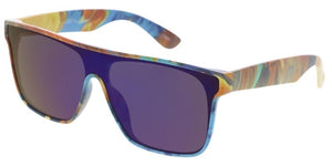 80454  Unisex Plastic Medium Rectangular Shield Multi-Colored Printed Frame
