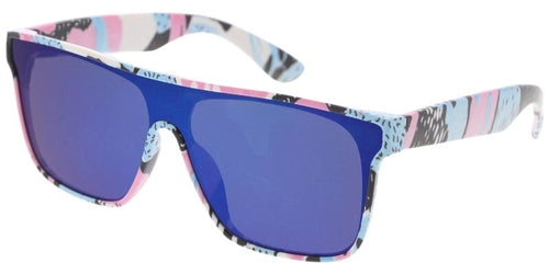 80454  Unisex Plastic Medium Rectangular Shield Multi-Colored Printed Frame