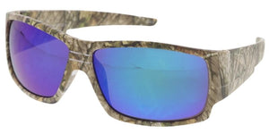 80462ME/RV Men's Plastic Casual Medium Square Camouflage Printed Wrap w/ Color Mirror Lens