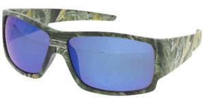 80462ME/RV Men's Plastic Casual Medium Square Camouflage Printed Wrap w/ Color Mirror Lens