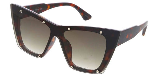 80480 Unisex  Plastic Large Cat Eye Shield Frame w/ Stud Accents