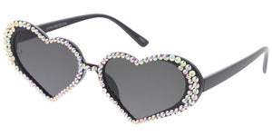 80489HRT Women's Plastic Heart Frame w/ Rhinestone Border