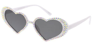 80489HRT Women's Plastic Heart Frame w/ Rhinestone Border