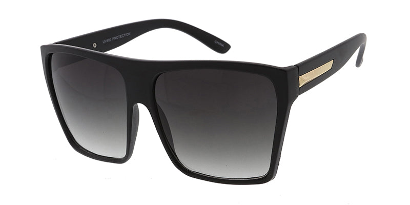 SS8818-BLK Women's Plastic Oversized Rectangular Frame w/ Metal Accent (Single Color)