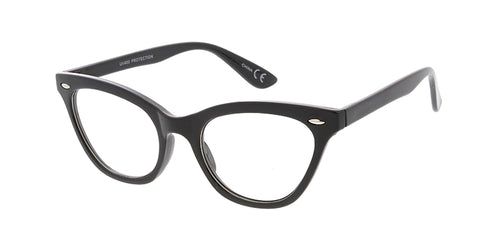 9219CLR Women's Plastic Small Classic Rockabilly Vintage Inspired Cat Eye Frame w/ Clear Lens