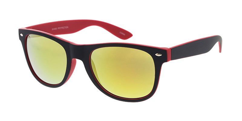 9521SFT/RV Unisex Plastic Classic WF Two Toned Soft Rubberized Frame w/ Color Mirror Lens