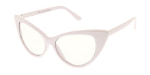 9686CLR Women's Plastic Thin Cat Eye w/ Clear Lens