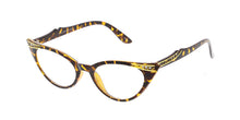 9714CLR/RH Women's Plastic Vintage Inspired Cat Eye Rhinestones w/ Clear Lens