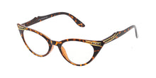 9714CLR/RH Women's Plastic Vintage Inspired Cat Eye Rhinestones w/ Clear Lens