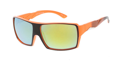 9839ME/RV Men's Plastic Casual Medium Rectangular Two Tone Frame w/ Color Mirror Lens