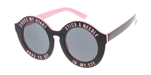 K6595G Kids' Plastic Round "Cross My Heart" Color Accent Frame