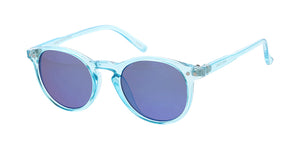 K6613RV Kids' Plastic Retro Round Hipster Frame w/ Color Mirror Lens