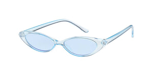 K6634CRY/COL Kids' Plastic Small Thin Oval Cat Eye Monochromatic Crystal Color Frame w/ Color Lens