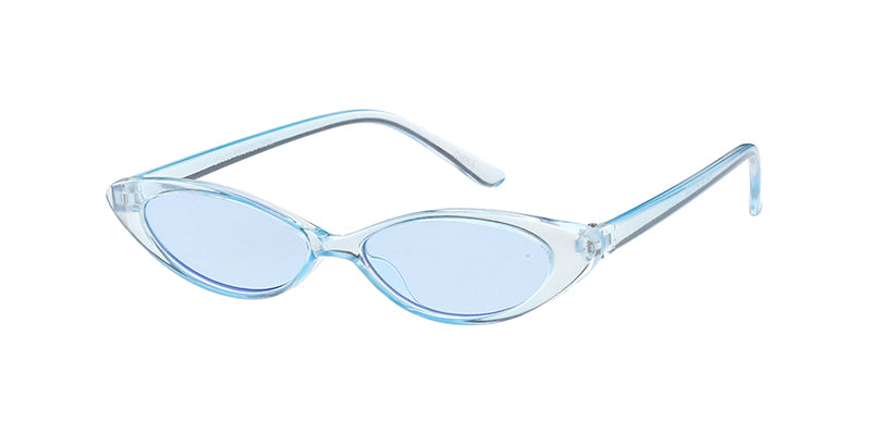 K6634CRY/COL Kids' Plastic Small Thin Oval Cat Eye Monochromatic Crystal Color Frame w/ Color Lens