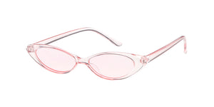 K6634CRY/COL Kids' Plastic Small Thin Oval Cat Eye Monochromatic Crystal Color Frame w/ Color Lens