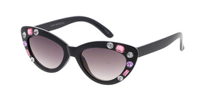 K6650G/RH Kids' Plastic Cat Eye Frame w/ Colored Rhinestones