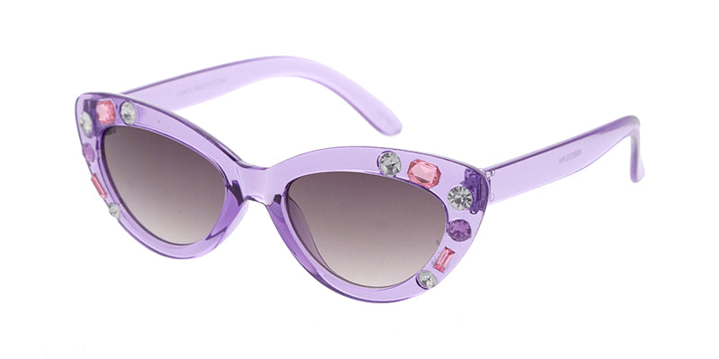 K6650G/RH Kids' Plastic Cat Eye Frame w/ Colored Rhinestones