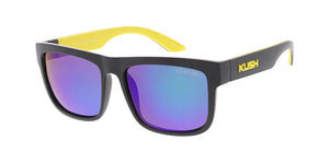 KU-POL008RV KUSH Large Flat Top Double Injection Rubber Accent Frame w/ Color Mirror Polarized Lens