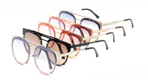 4186COL Women's Metal Large Flat Brow Rimless Frame w/ Two Tone Lens