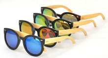 WD010/RV Women's Plastic Large Round Frame Bamboo Temples w/ Color Mirror Lens