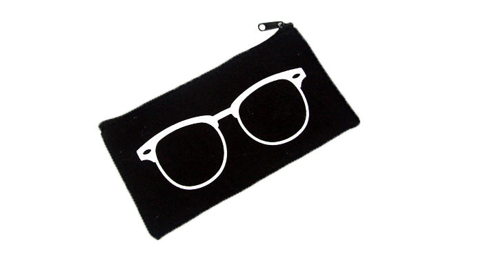 P2012-BLK Black Zipper Pouch w/ Sunglass Print