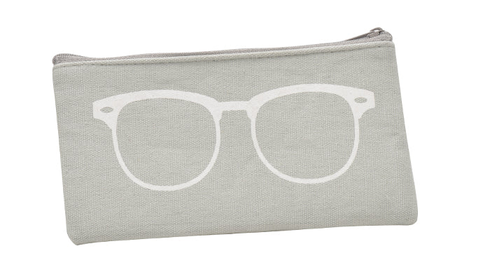 P2013-GRY Grey Zipper Pouch w/ Sunglass Print