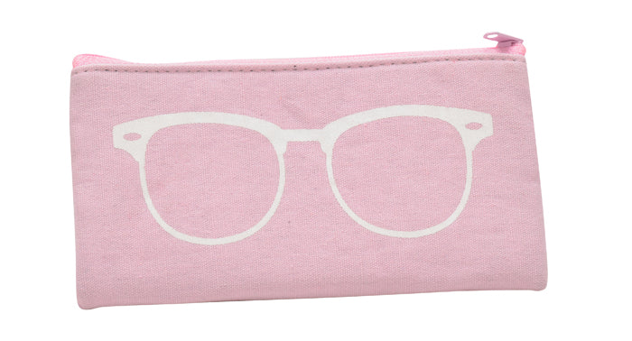 P2014-PNK Pink Zipper Pouch w/ Sunglass Print