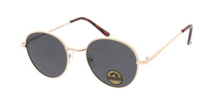 POLM3020 Unisex Metal Medium Round Classic Hipster Frame w/ Polarized Lenses