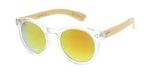 WD006/RV Unisex Plastic Large Round Hipster Frame w/ Bamboo Temples and Color Mirror Lens