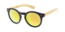 WD006/RV Unisex Plastic Large Round Hipster Frame w/ Bamboo Temples and Color Mirror Lens