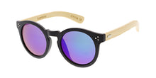 WD006/RV Unisex Plastic Large Round Hipster Frame w/ Bamboo Temples and Color Mirror Lens