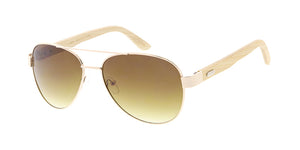 WD013 Unisex Metal Standard Aviator Frame w/ Bamboo Temples