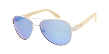 WD014/RV Unisex Metal Standard Aviator Frame w/ Bamboo Temples and Color Mirror Lens